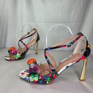 Betsey Johnson Women's Mikah Floral Stiletto Dress Sandals - Black Multi